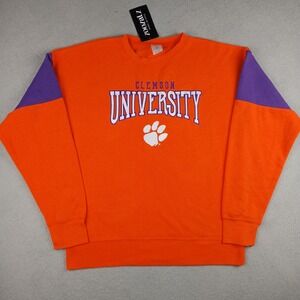 Clemson University Sweatshirt Mens Medium Orange Purple Paw‎ Logo Spellout NWT